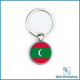 Runder Schlüsselanhänger aus Metall - Ø 25 mm - Flagge Malediven