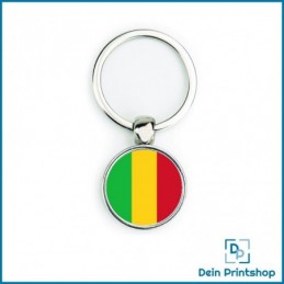 Runder Schlüsselanhänger aus Metall - Ø 25 mm - Flagge Mali