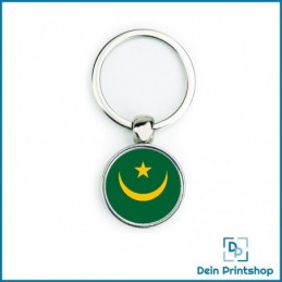 Runder Schlüsselanhänger aus Metall - Ø 25 mm - Flagge Mauretanien