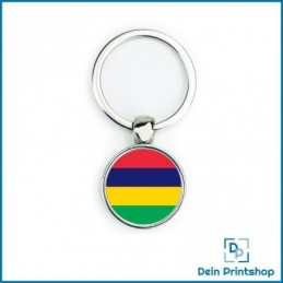 Runder Schlüsselanhänger aus Metall - Ø 25 mm - Flagge Mauritius
