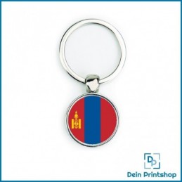 Runder Schlüsselanhänger aus Metall - Ø 25 mm - Flagge Mongolei