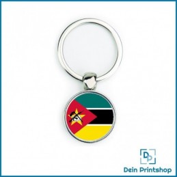 Runder Schlüsselanhänger aus Metall - Ø 25 mm - Flagge Mosambik