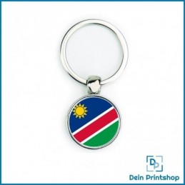 Runder Schlüsselanhänger aus Metall - Ø 25 mm - Flagge Namibia