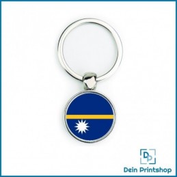 Runder Schlüsselanhänger aus Metall - Ø 25 mm - Flagge Nauru