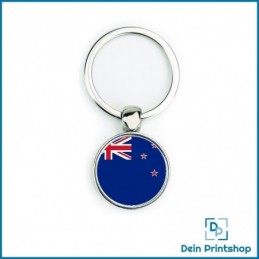 Runder Schlüsselanhänger aus Metall - Ø 25 mm - Flagge Neuseeland