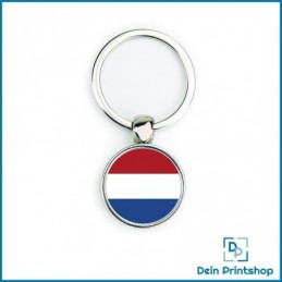 Runder Schlüsselanhänger aus Metall - Ø 25 mm - Flagge Niederlande