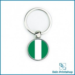 Runder Schlüsselanhänger aus Metall - Ø 25 mm - Flagge Nigeria