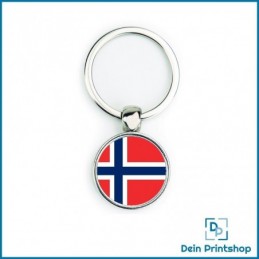 Runder Schlüsselanhänger aus Metall - Ø 25 mm - Flagge Norwegen