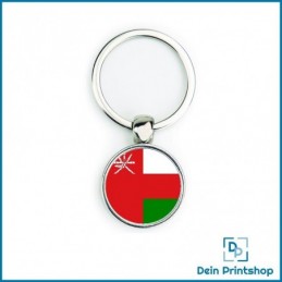 Runder Schlüsselanhänger aus Metall - Ø 25 mm - Flagge Oman