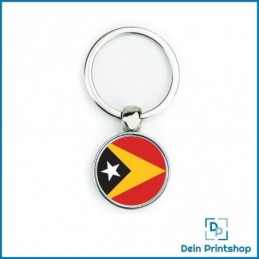 Runder Schlüsselanhänger aus Metall - Ø 25 mm - Flagge Osttimor