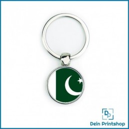 Runder Schlüsselanhänger aus Metall - Ø 25 mm - Flagge Pakistan