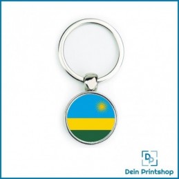 Runder Schlüsselanhänger aus Metall - Ø 25 mm - Flagge Ruanda