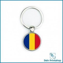 Runder Schlüsselanhänger aus Metall - Ø 25 mm - Flagge Rumänien