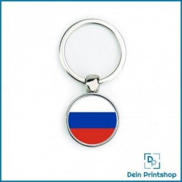 Runder Schlüsselanhänger aus Metall - Ø 25 mm - Flagge Russland
