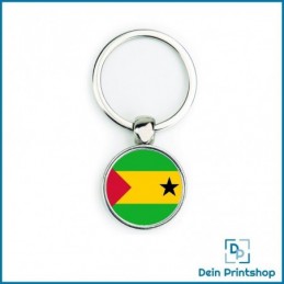 Runder Schlüsselanhänger aus Metall - Ø 25 mm - Flagge Sao Tome und Principe