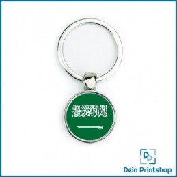 Runder Schlüsselanhänger aus Metall - Ø 25 mm - Flagge Saudi-Arabien