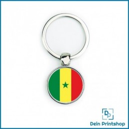 Runder Schlüsselanhänger aus Metall - Ø 25 mm - Flagge Senegal