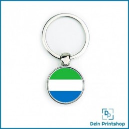 Runder Schlüsselanhänger aus Metall - Ø 25 mm - Flagge Sierra Leone