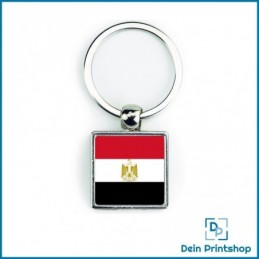 Quadratischer Schlüsselanhänger aus Metall - 25 x 25 mm - Flagge Aegypten