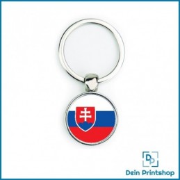 Runder Schlüsselanhänger aus Metall - Ø 25 mm - Flagge Slowakei