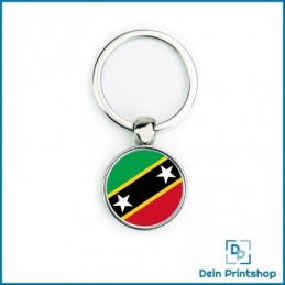 Runder Schlüsselanhänger aus Metall - Ø 25 mm - Flagge St. Kitts und Nevis