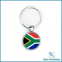 Runder Schlüsselanhänger aus Metall - Ø 25 mm - Flagge Südafrika
