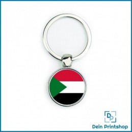 Runder Schlüsselanhänger aus Metall - Ø 25 mm - Flagge Sudan