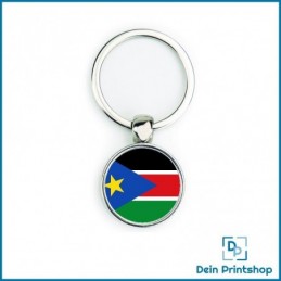 Runder Schlüsselanhänger aus Metall - Ø 25 mm - Flagge Südsudan