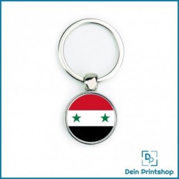 Runder Schlüsselanhänger aus Metall - Ø 25 mm - Flagge Syrien