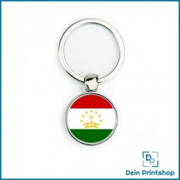 Runder Schlüsselanhänger aus Metall - Ø 25 mm - Flagge Tadschikistan