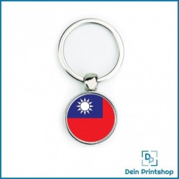 Runder Schlüsselanhänger aus Metall - Ø 25 mm - Flagge Taiwan