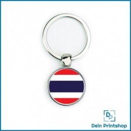 Runder Schlüsselanhänger aus Metall - Ø 25 mm - Flagge Thailand