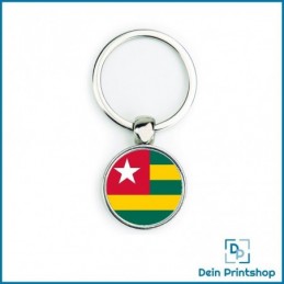 Runder Schlüsselanhänger aus Metall - Ø 25 mm - Flagge Togo