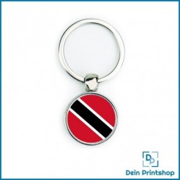 Runder Schlüsselanhänger aus Metall - Ø 25 mm - Flagge Trinidad und Tobago