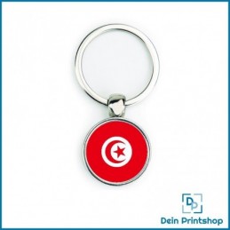 Runder Schlüsselanhänger aus Metall - Ø 25 mm - Flagge Tunesien