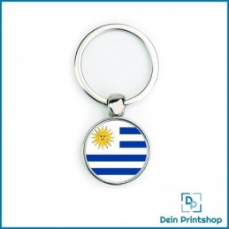 Runder Schlüsselanhänger aus Metall - Ø 25 mm - Flagge Uruguay