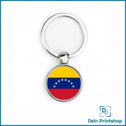 Runder Schlüsselanhänger aus Metall - Ø 25 mm - Flagge Venezuela