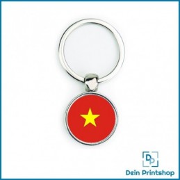 Runder Schlüsselanhänger aus Metall - Ø 25 mm - Flagge Vietnam