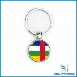 Runder Schlüsselanhänger aus Metall - Ø 25 mm - Flagge Zentralafrikanische Republik