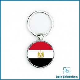 Runder Schlüsselanhänger aus Metall - Ø 33 mm - Flagge Aegypten