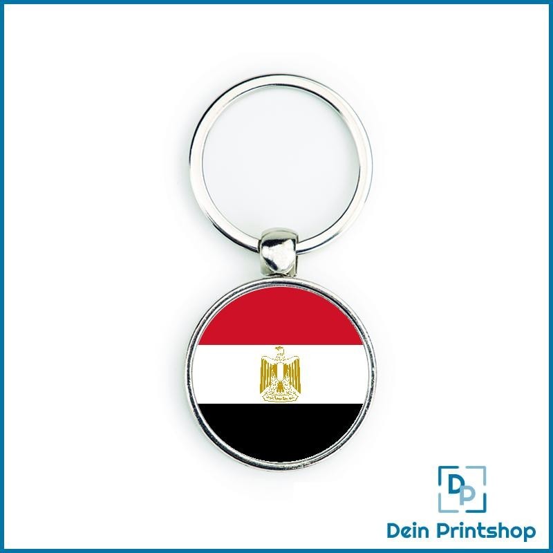 Runder Schlüsselanhänger aus Metall - Ø 33 mm - Flagge Aegypten