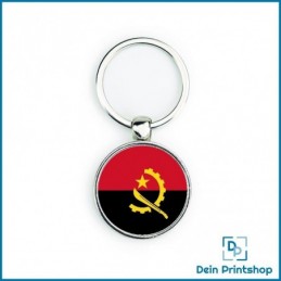 Runder Schlüsselanhänger aus Metall - Ø 33 mm - Flagge Angola