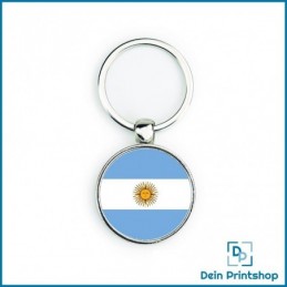 Runder Schlüsselanhänger aus Metall - Ø 33 mm - Flagge Argentinien