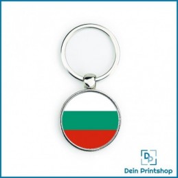 Runder Schlüsselanhänger aus Metall - Ø 33 mm - Flagge Bulgarien
