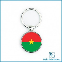 Runder Schlüsselanhänger aus Metall - Ø 33 mm - Flagge Burkina Faso