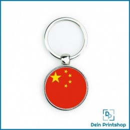 Runder Schlüsselanhänger aus Metall - Ø 33 mm - Flagge China