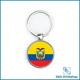 Runder Schlüsselanhänger aus Metall - Ø 33 mm - Flagge Ecuador
