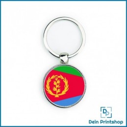Runder Schlüsselanhänger aus Metall - Ø 33 mm - Flagge Eritrea