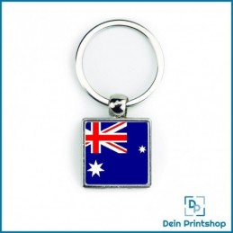 Quadratischer Schlüsselanhänger aus Metall - 25 x 25 mm - Flagge Australien