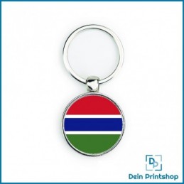 Runder Schlüsselanhänger aus Metall - Ø 33 mm - Flagge Gambia
